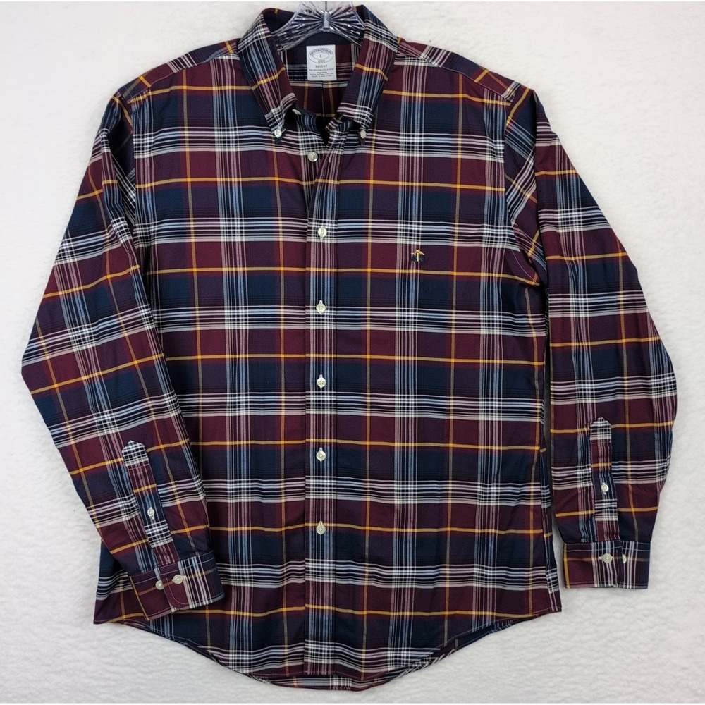 Brooks Brothers Regent Shirt Mens Sz L Blue Red Plaid Button Down Long Sleeve